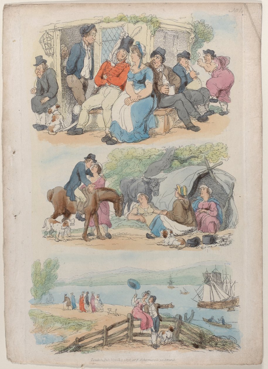 Plate 4: Rekruttering, fra World in Miniature, 1816., 1816. av Thomas Rowlandson