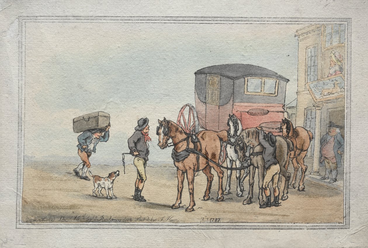 Postboys and Posthorses på White Hart Inn av Thomas Rowlandson
