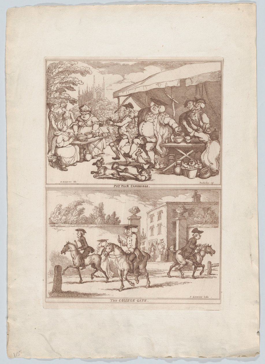 Pot Fair Cambridge, og The College Gate, 1780-90., 1780-90. av Thomas Rowlandson