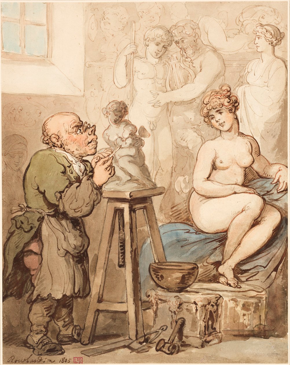 Forberedelse til akademiet – Gamle Joseph Nollekens og hans Venus av Thomas Rowlandson