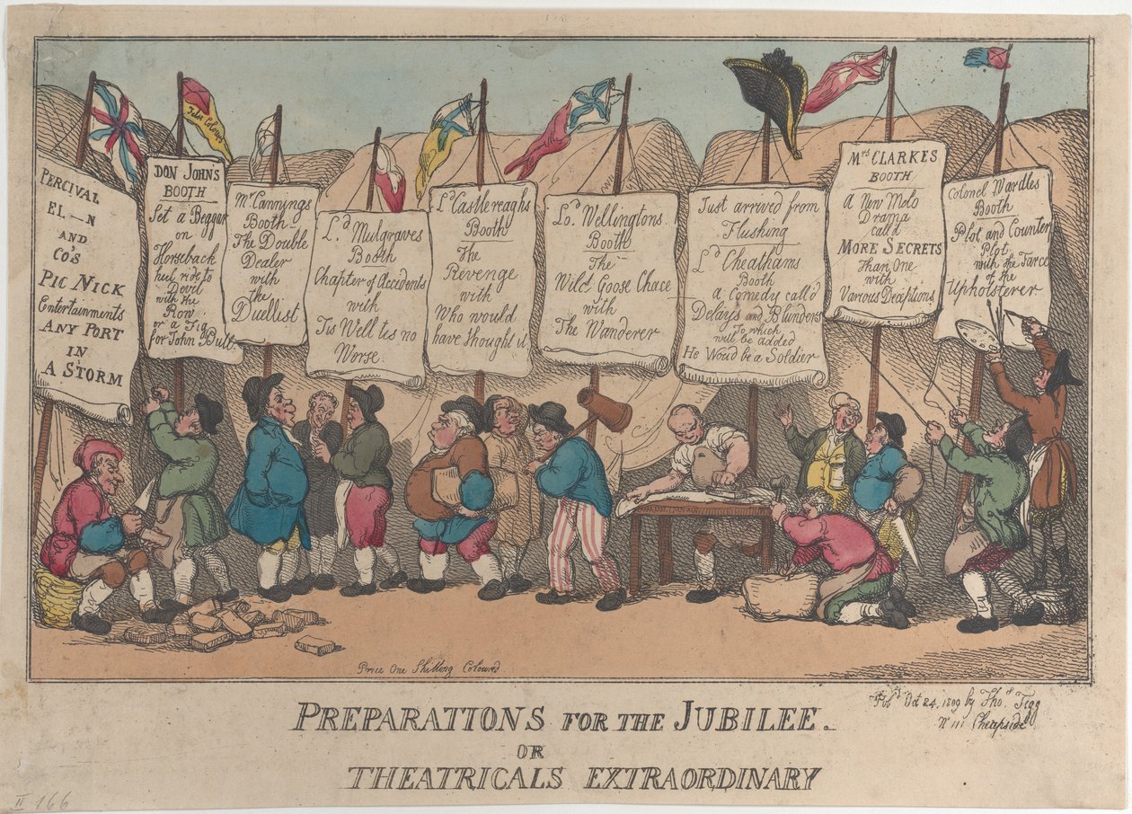 Forberedelser til jubileet eller ekstraordinære teaterforestillinger, 24. oktober 1809., 24. oktober 1809. av Thomas Rowlandson