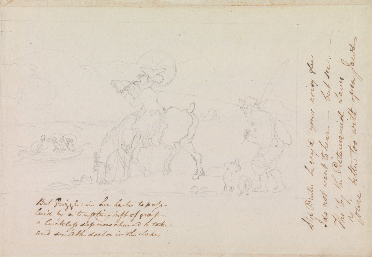 Forberedende skisse til «Dr. Syntax tegner innsjøen» av Thomas Rowlandson