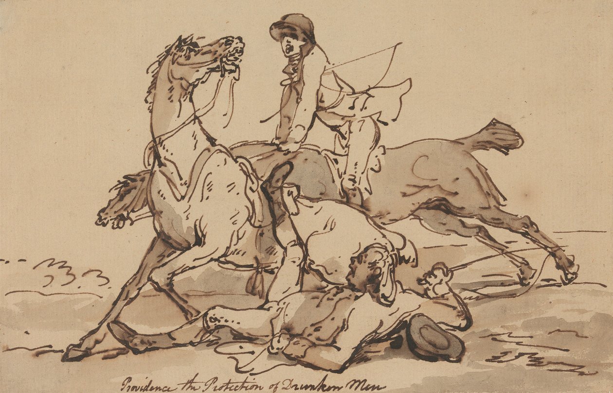Providence – Beskyttelse av berusede menn av Thomas Rowlandson
