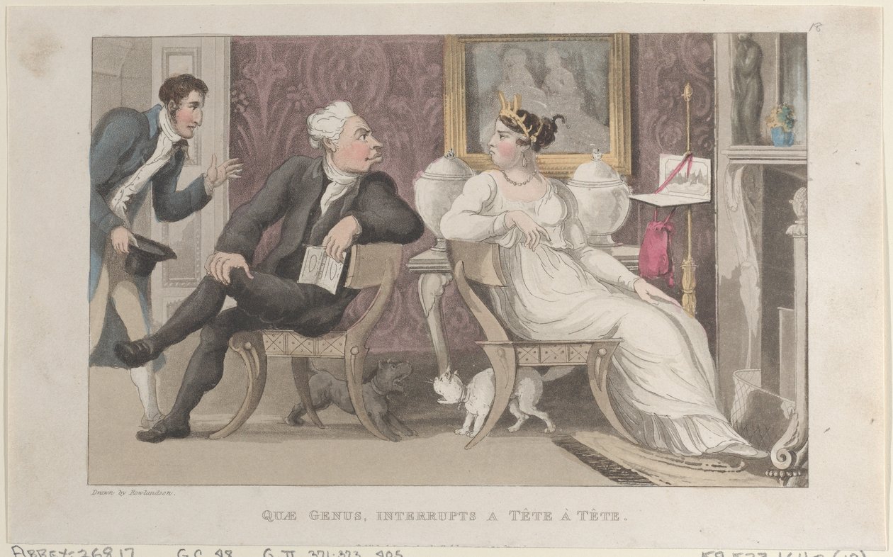 Quae Genus, avbryter en Tête à Tête, fra The History of Johnny Quae Genus, T..., 1. januar 1822. av Thomas Rowlandson