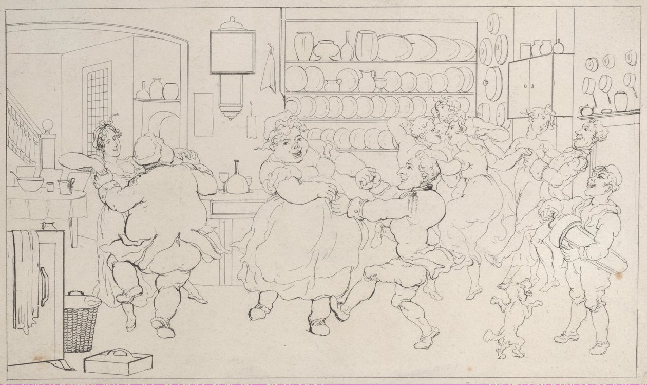 Quae Genus in the Sports of the Kitchen, from The History of Johnny Quoe Genus: the Littl..., 1822.    1154028   no       norwegian Successfully Translated  Original: Arrival of the Korean Embassy in Edo Translat: Arrival of the Korean Embassy in Edo 12944 av Thomas Rowlandson