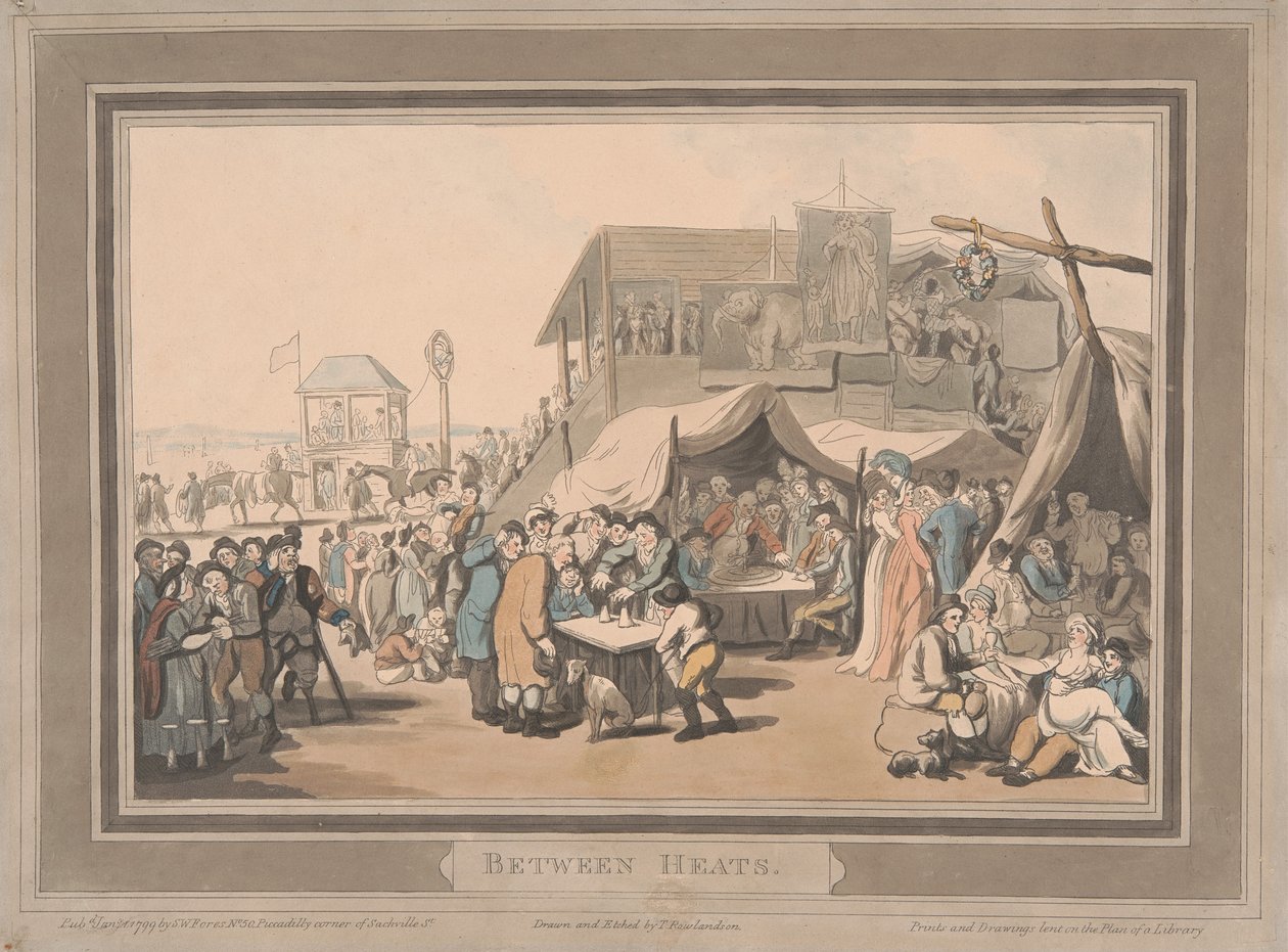 Racing [sett med seks]:  4. Mellom heatene av Thomas Rowlandson