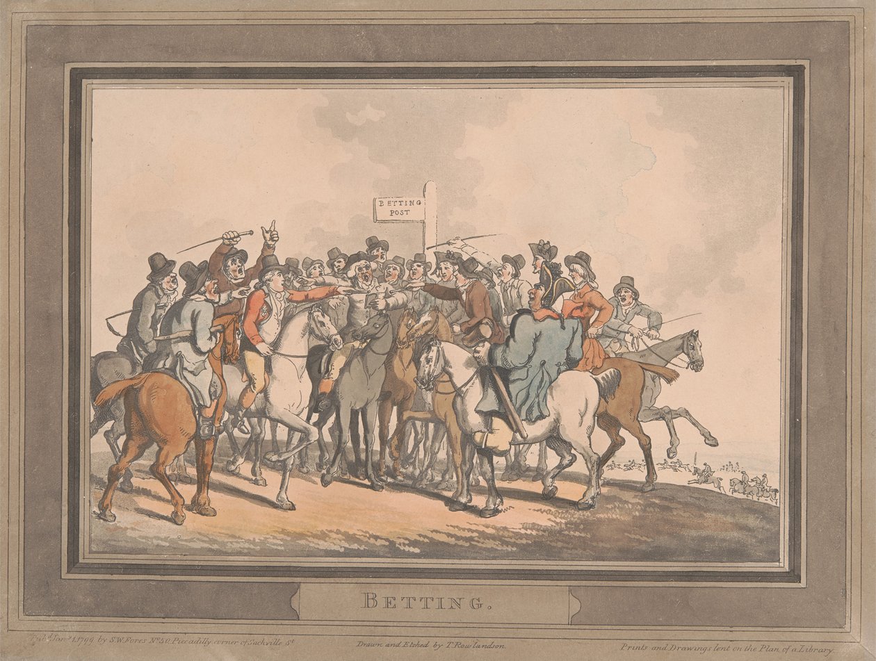 Veddeløp [sett med seks]:  6. Spill av Thomas Rowlandson