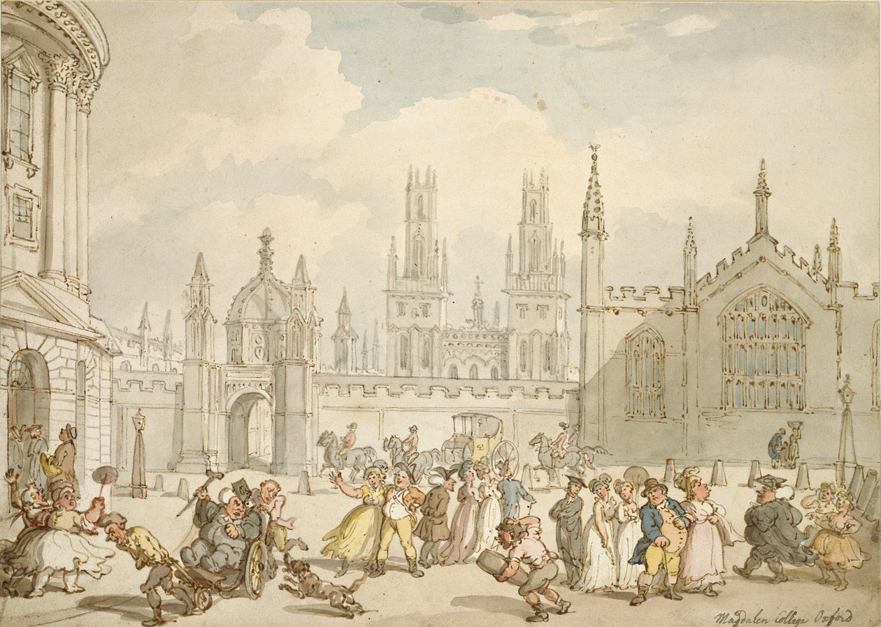 Radcliffe Square, Oxford, tidlig på 1800-tallet av Thomas Rowlandson