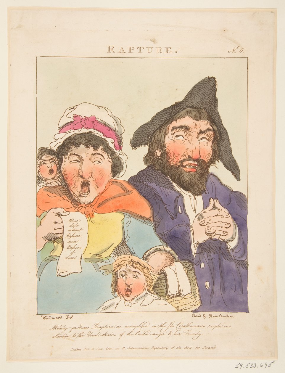 Rapture Le Brun Travested, eller Caricatures of the Passions, 21. januar 1800. av Thomas Rowlandson