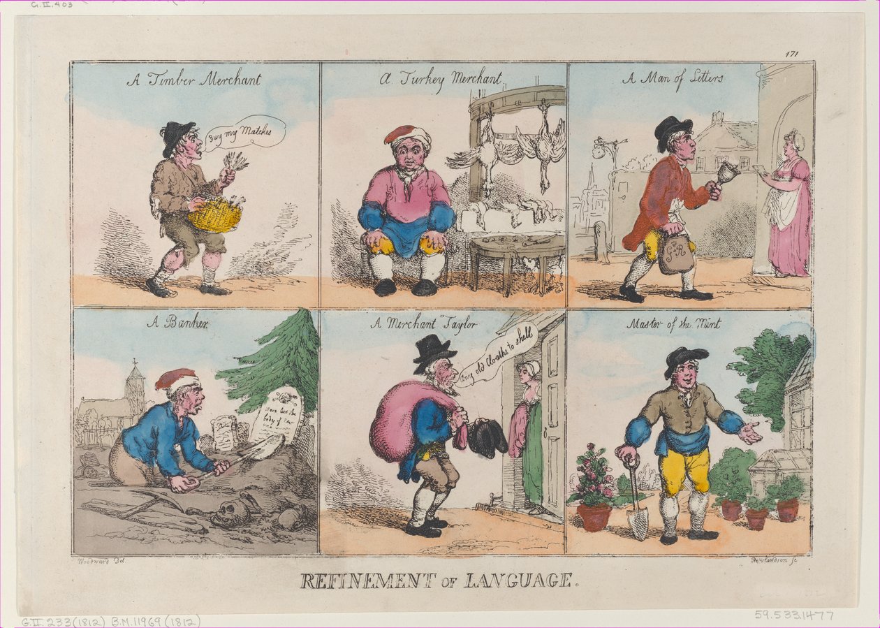 Foredling av språket, 1. oktober 1802., 1. oktober 1802. av Thomas Rowlandson