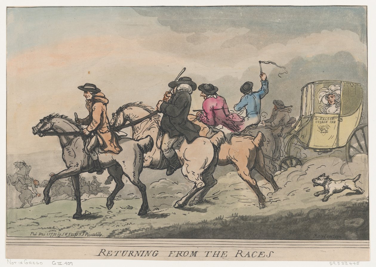 Retur fra løpene, 1. desember 1791., 1. desember 1791. av Thomas Rowlandson