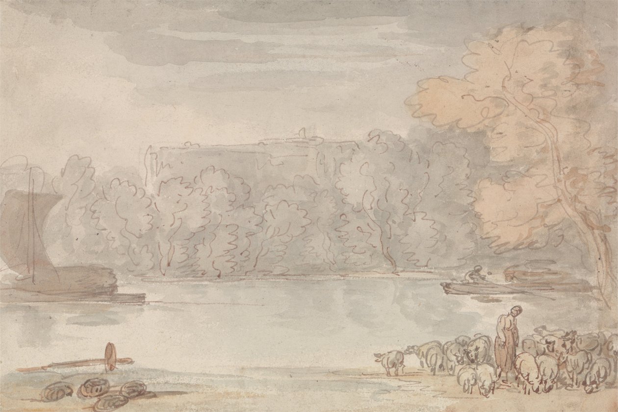 Elvescene (Themsen ved Eton) av Thomas Rowlandson
