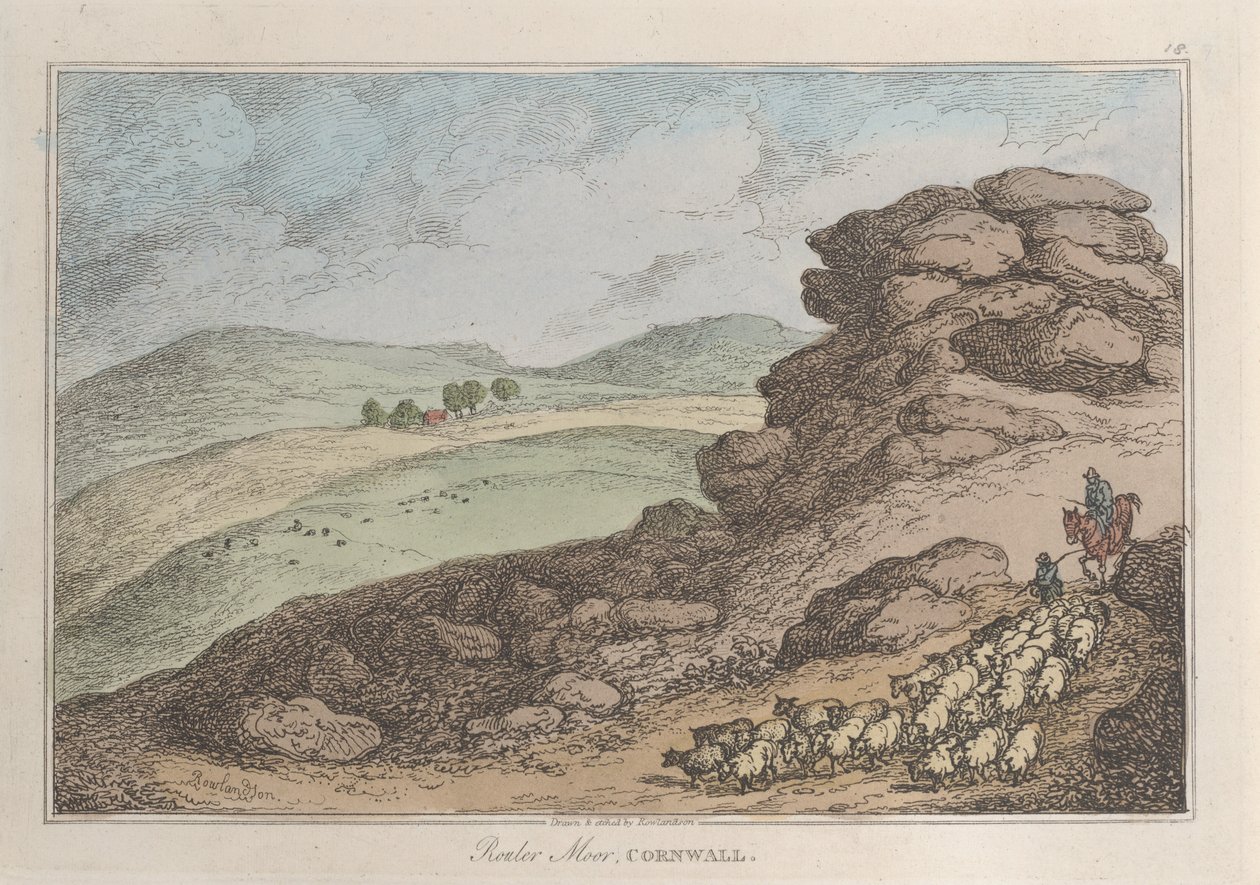 Rouler Moor, Cornwall, fra Sketches from Nature, 1822., 1822. av Thomas Rowlandson