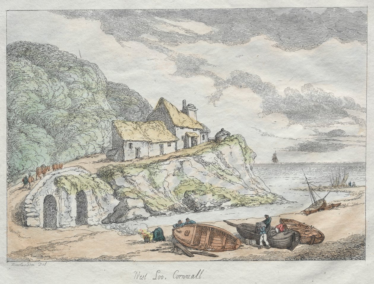 Rowlandsons Sketches from Nature: West Looe, Cornwall, 1822. av Thomas Rowlandson