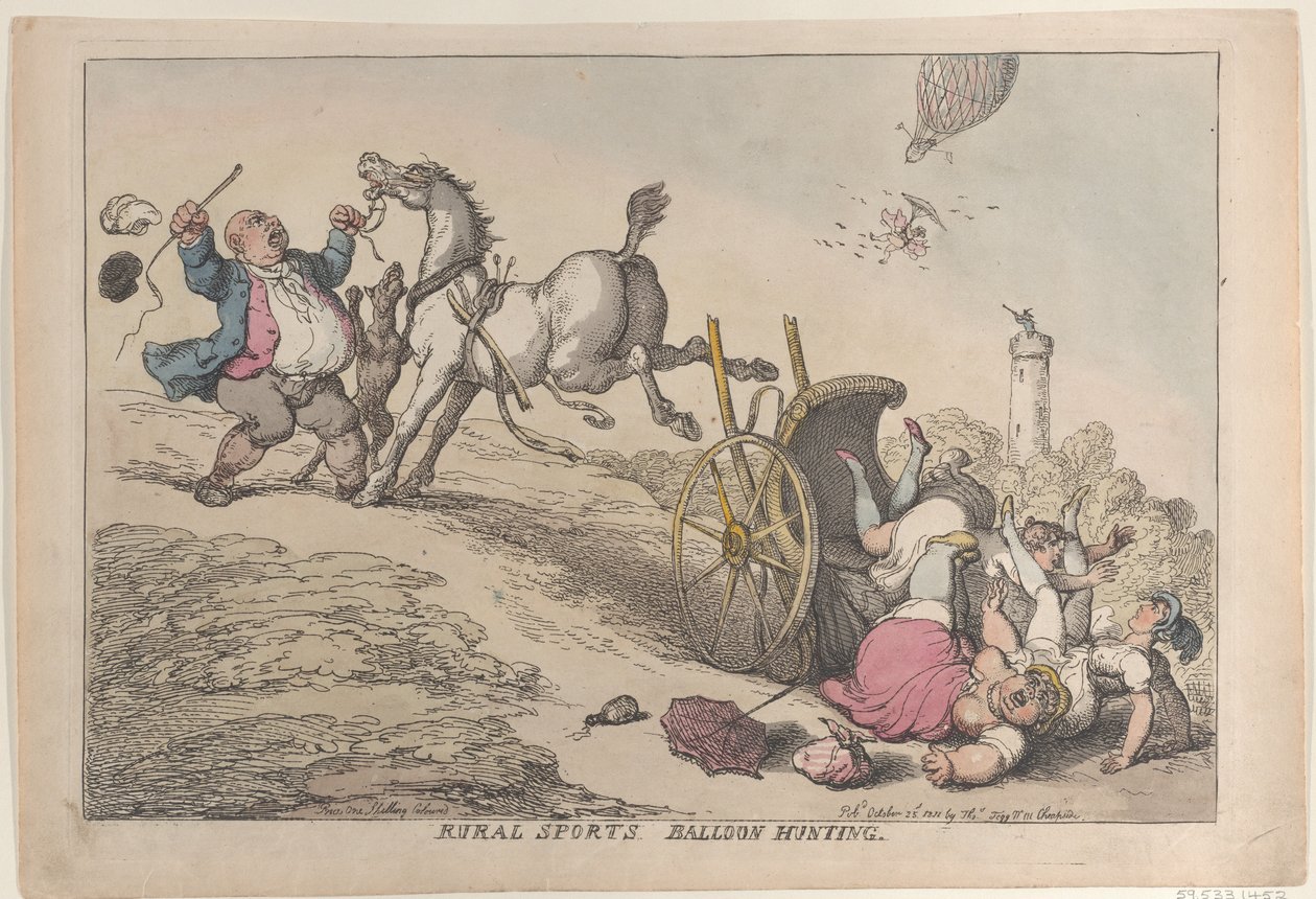 Landlig sport: Ballongjakt, 25. oktober 1811., 25. oktober 1811. av Thomas Rowlandson