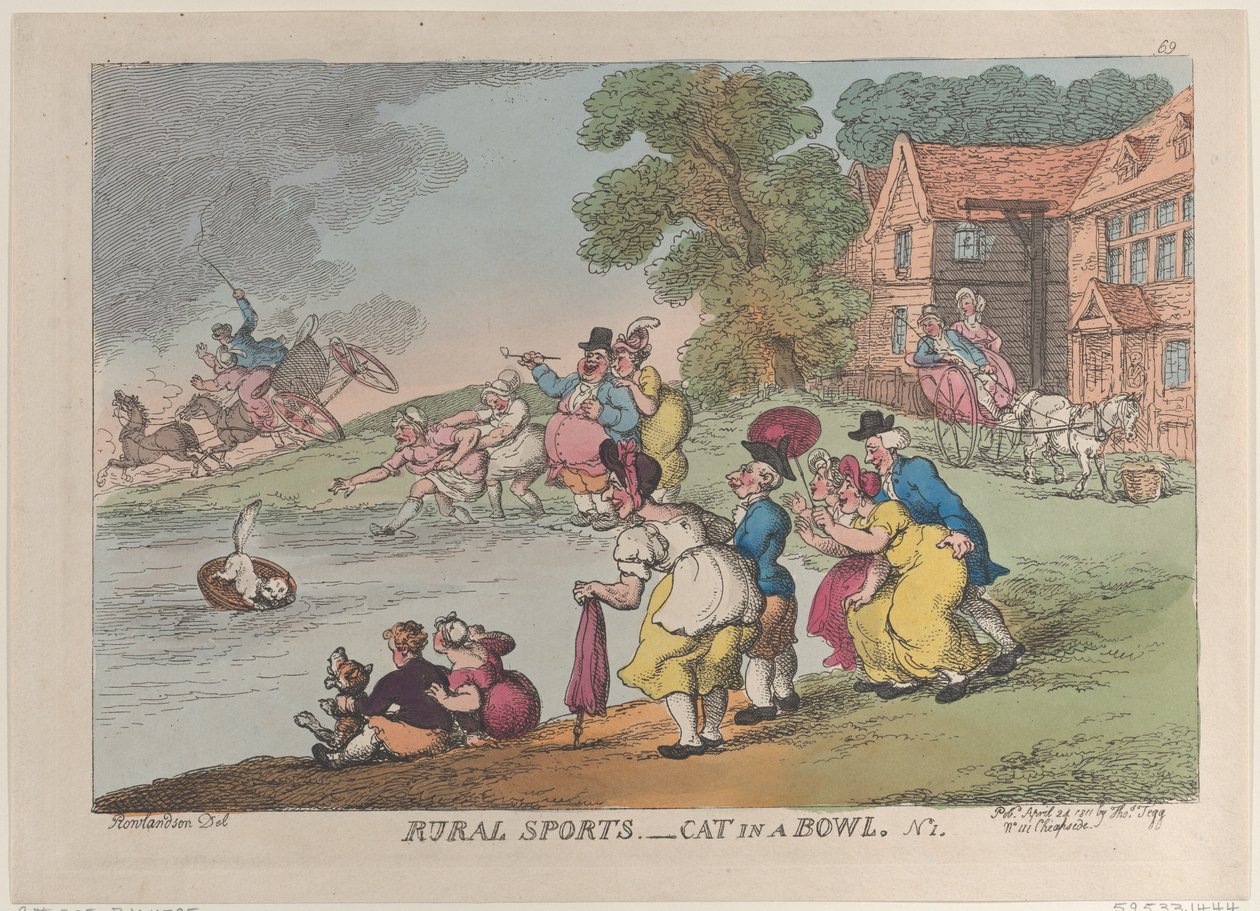 Landlig sport: Cat in a Bowl, 24. april 1811., 24. april 1811. av Thomas Rowlandson