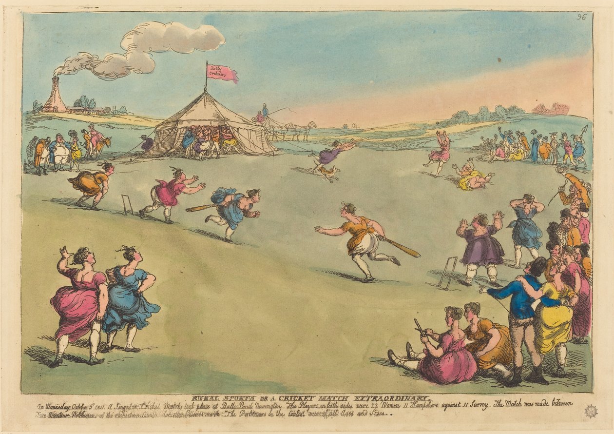 Landlig sport eller en ekstraordinær cricketkamp av Thomas Rowlandson