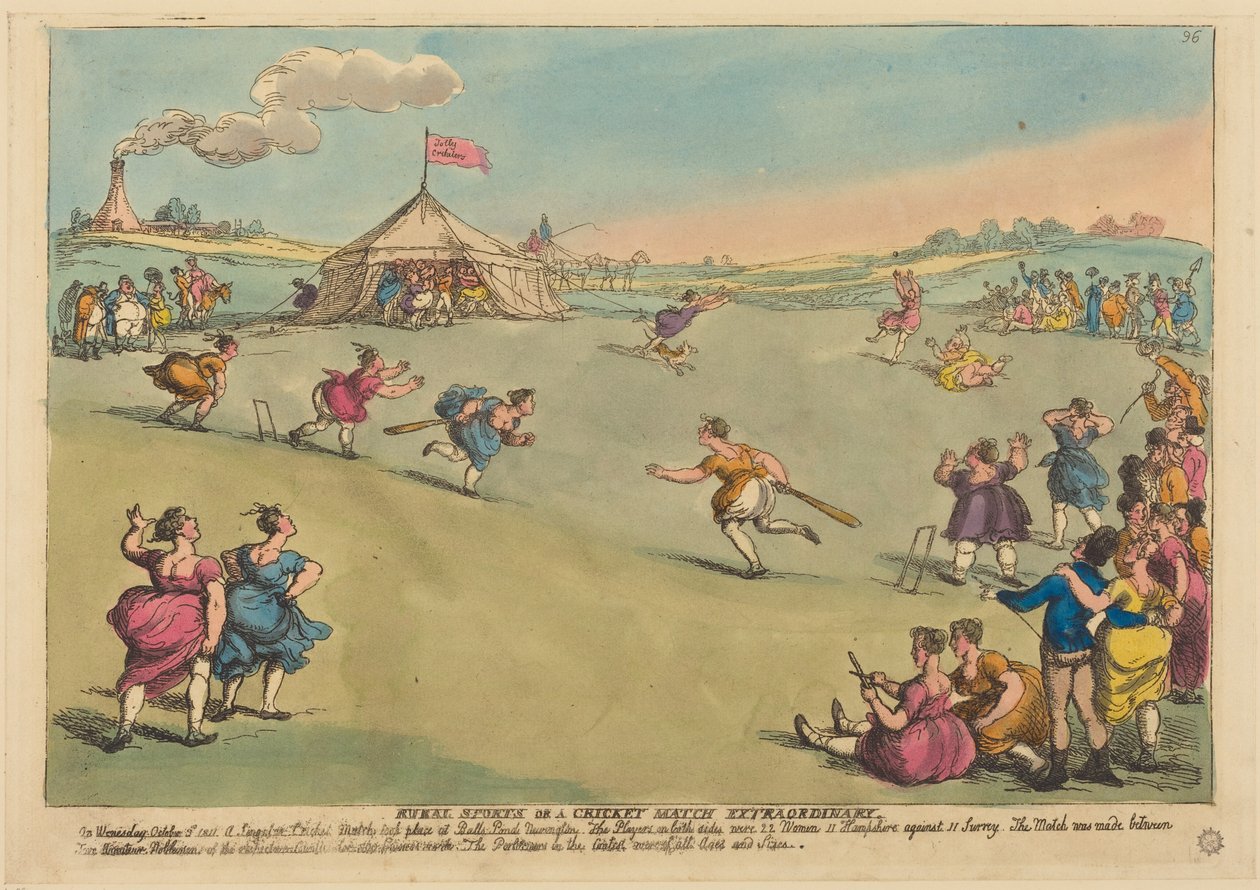 Landsbygdsidrett eller en helt spesiell cricketkamp av Thomas Rowlandson