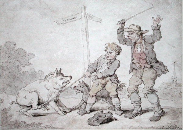 Rusty Bacon (Pigheadedness and Persuasion) (blekk og akvarell på papir) av Thomas Rowlandson