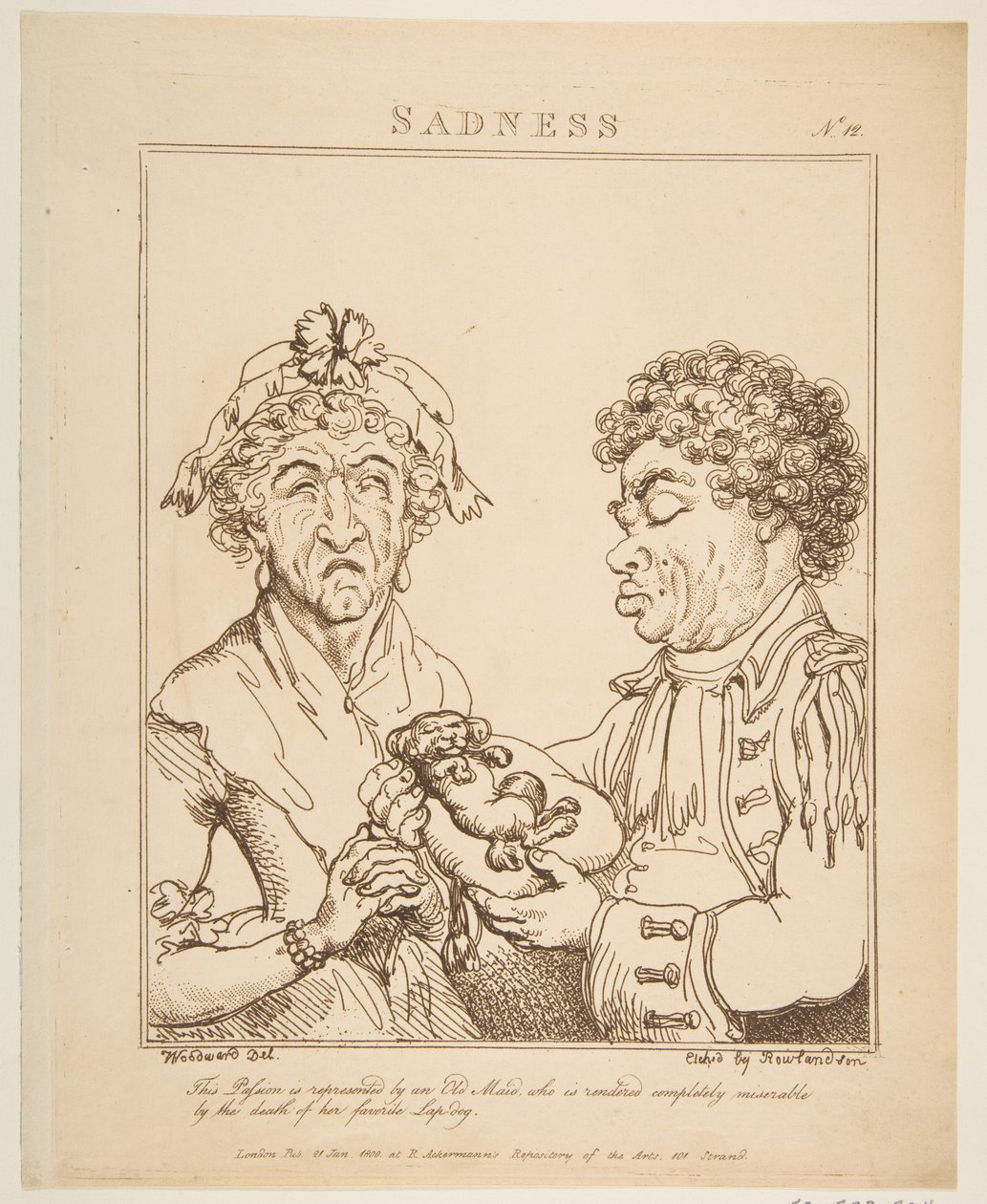 Sadness Le Brun Travested, eller Caricatures of the Passions, 21. januar 1800. av Thomas Rowlandson