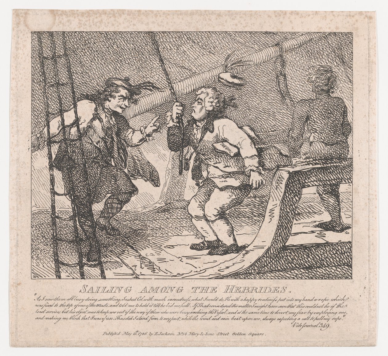 Seiling blant Hebridene Pittoreske skjønnheter i Boswell, Part the Second, Ju..., 10. juni 1786. av Thomas Rowlandson