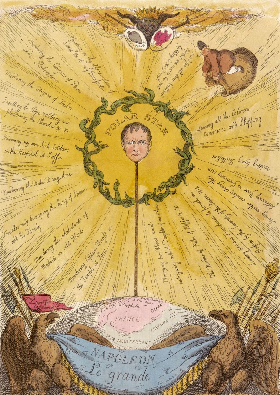 Satirisk politisk tegneserie av Napoleon av Thomas Rowlandson