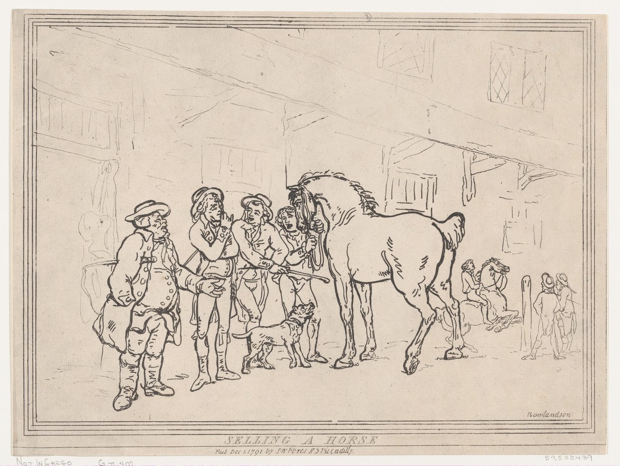 Selger en hest, 1. desember 1791., 1. desember 1791. av Thomas Rowlandson