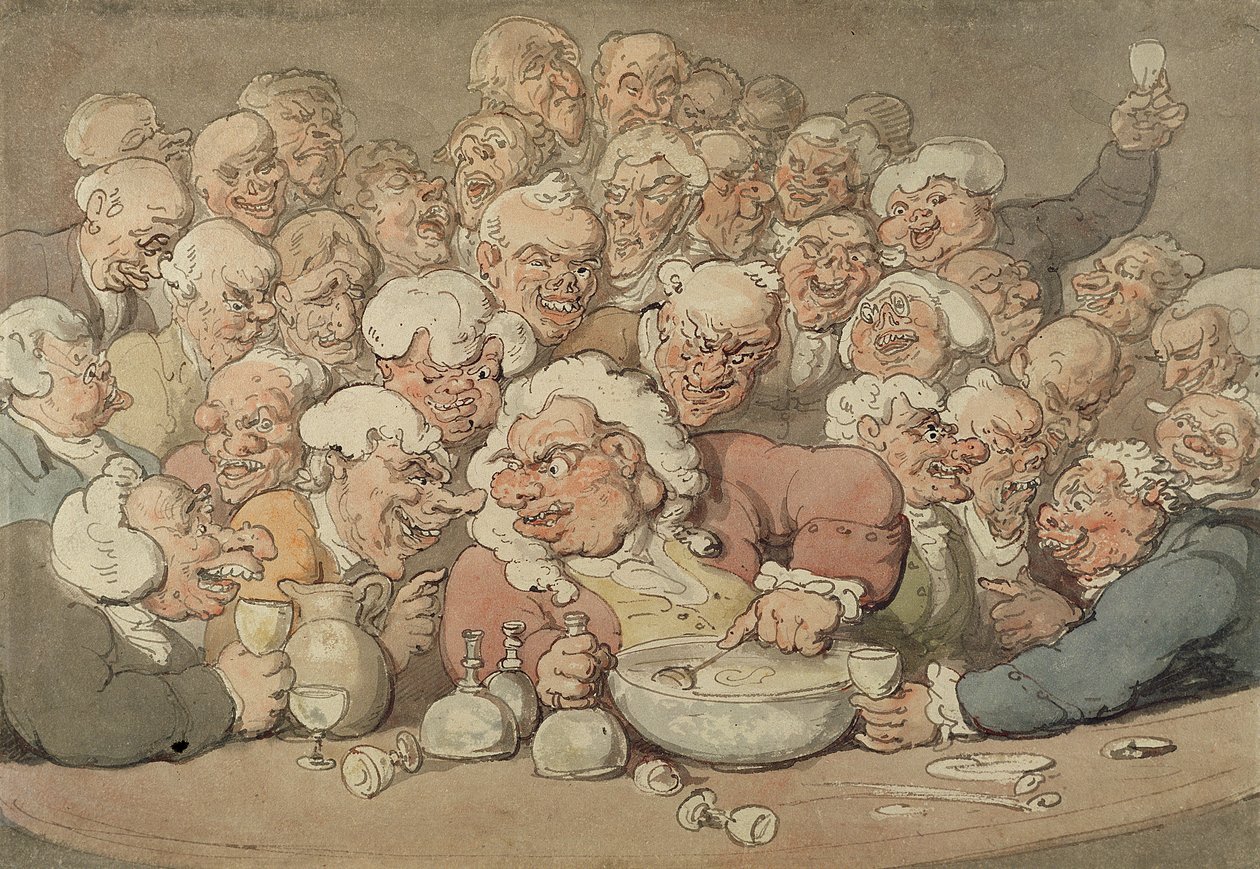 Servering Punch, ca. 1815-20 (penn og blekk og akvarell over blyant på papir) av Thomas Rowlandson