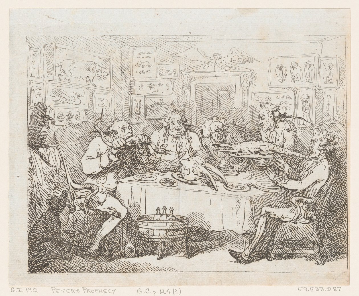 Sir Joseph Banks er i ferd med å spise en alligator 