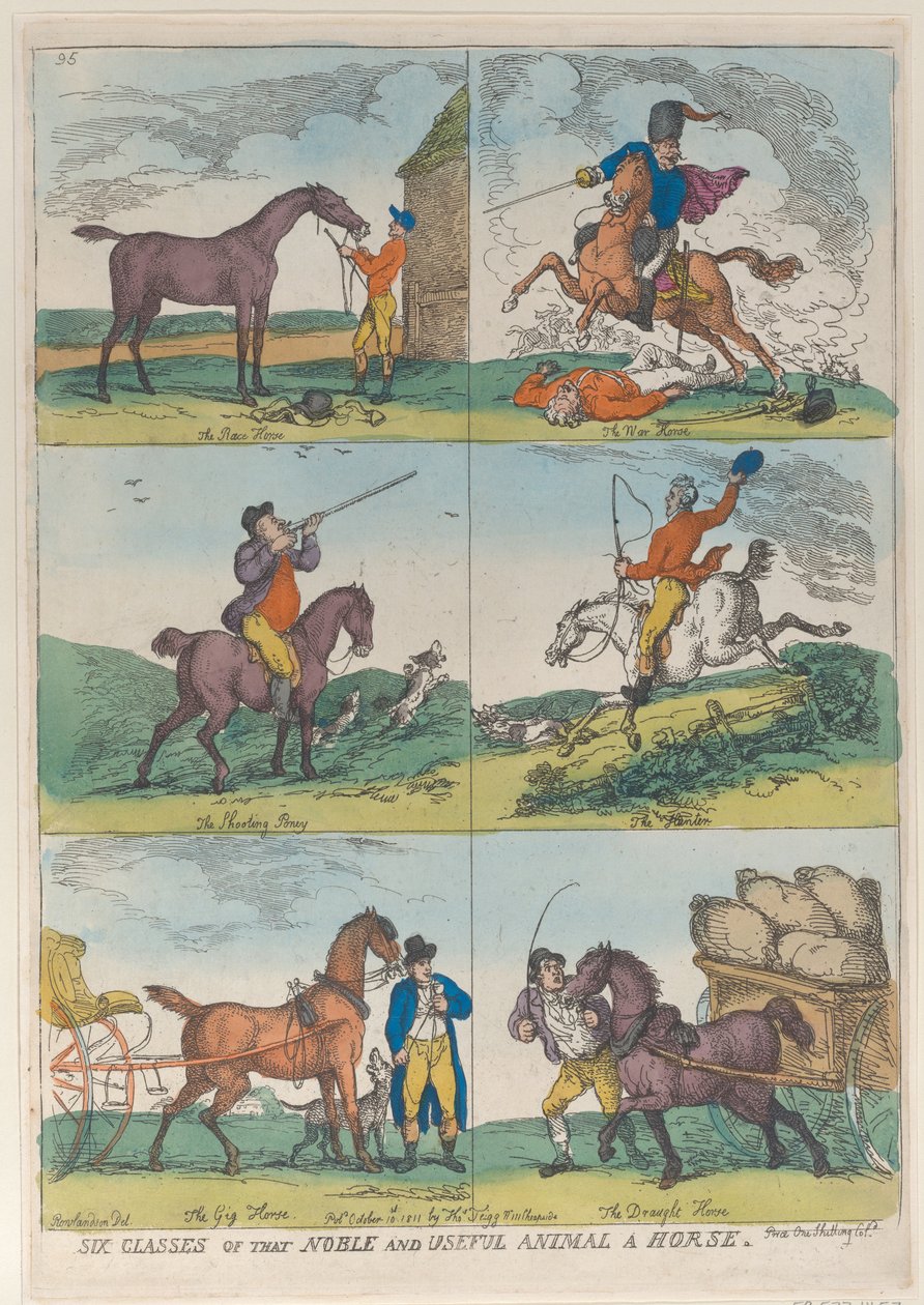 Seks klasser av det edle og nyttige dyr en hest, 10. oktober 1811., 10. oktober 1811. av Thomas Rowlandson
