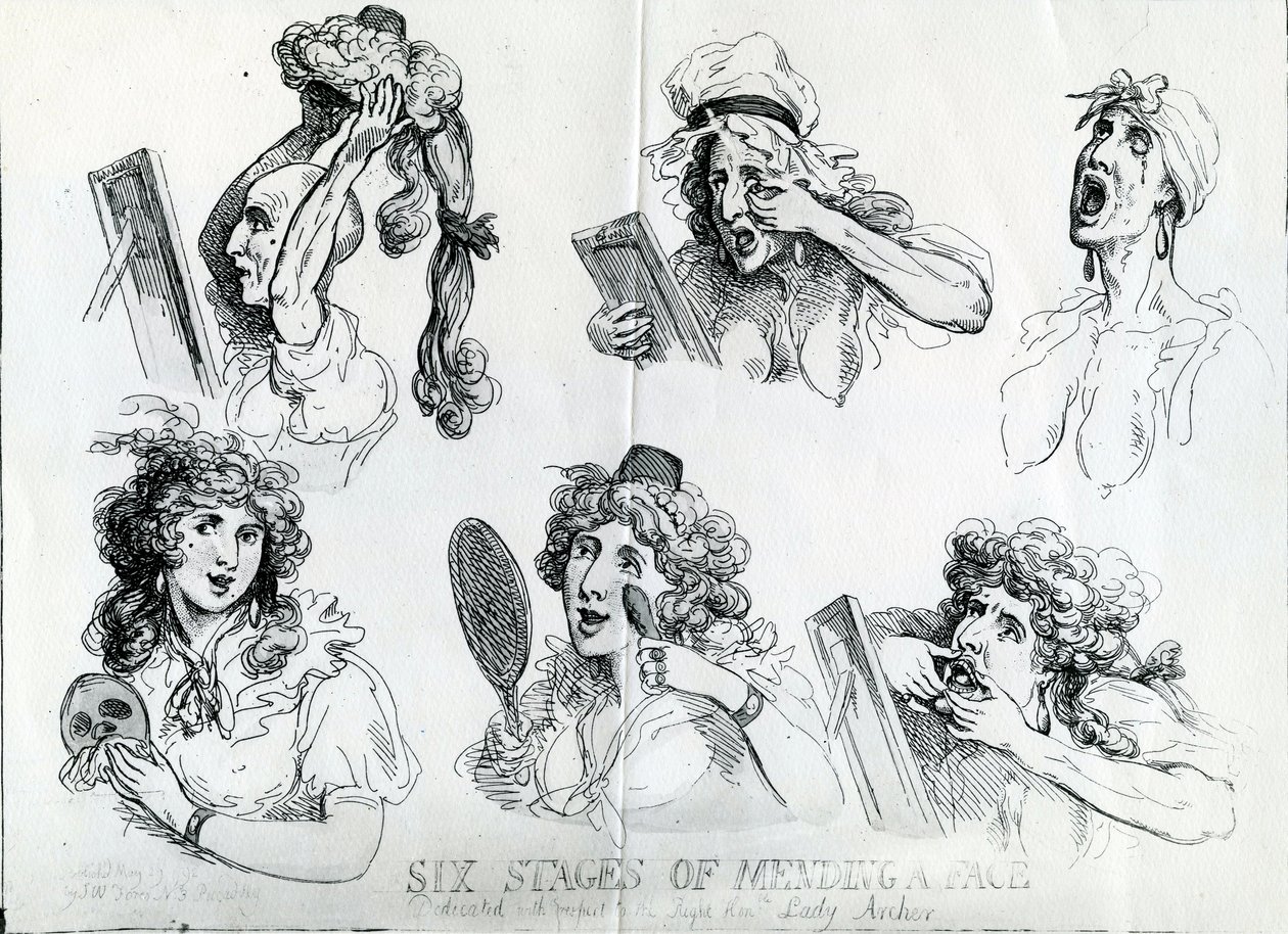Seks stadier av å reparere et ansikt av Thomas Rowlandson
