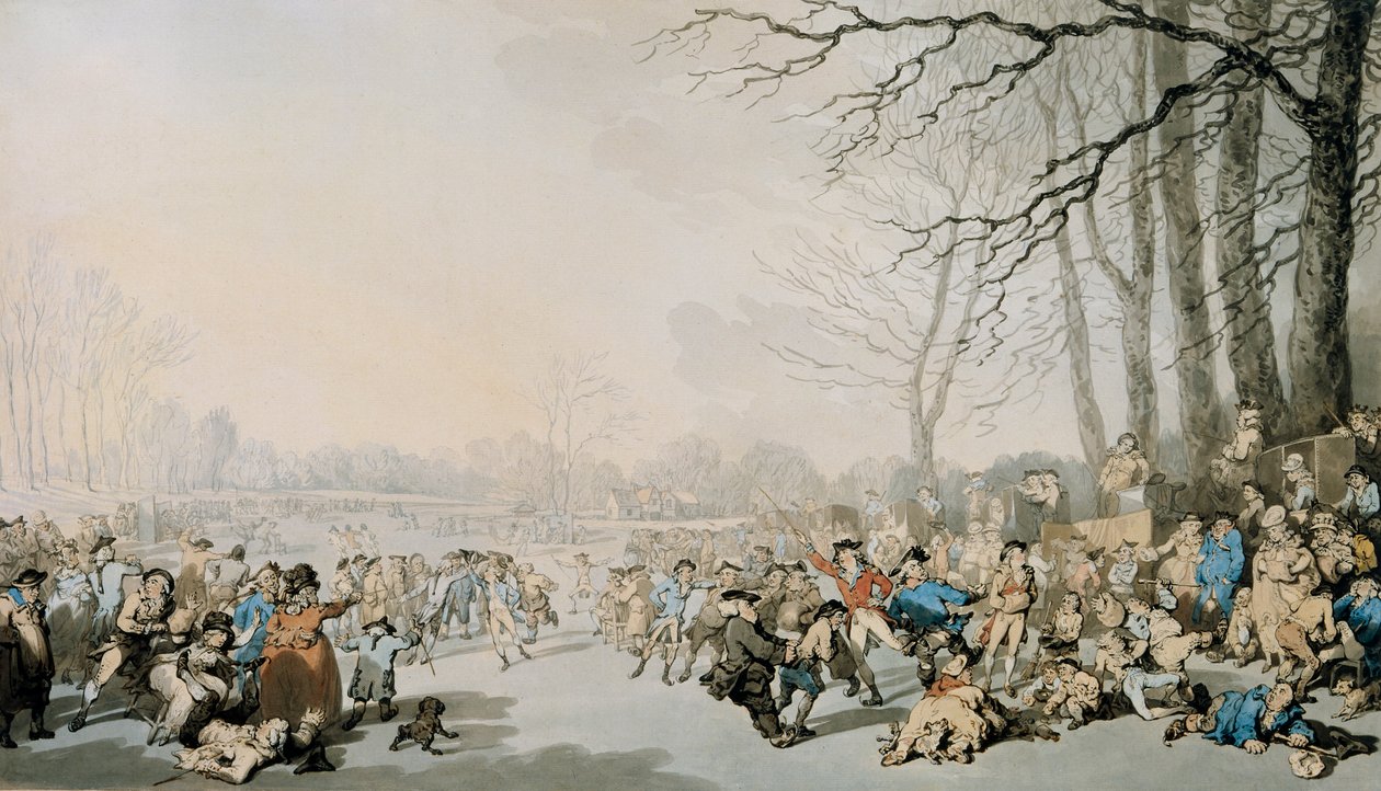 'Skøytere på Serpentinen', 1784 av Thomas Rowlandson