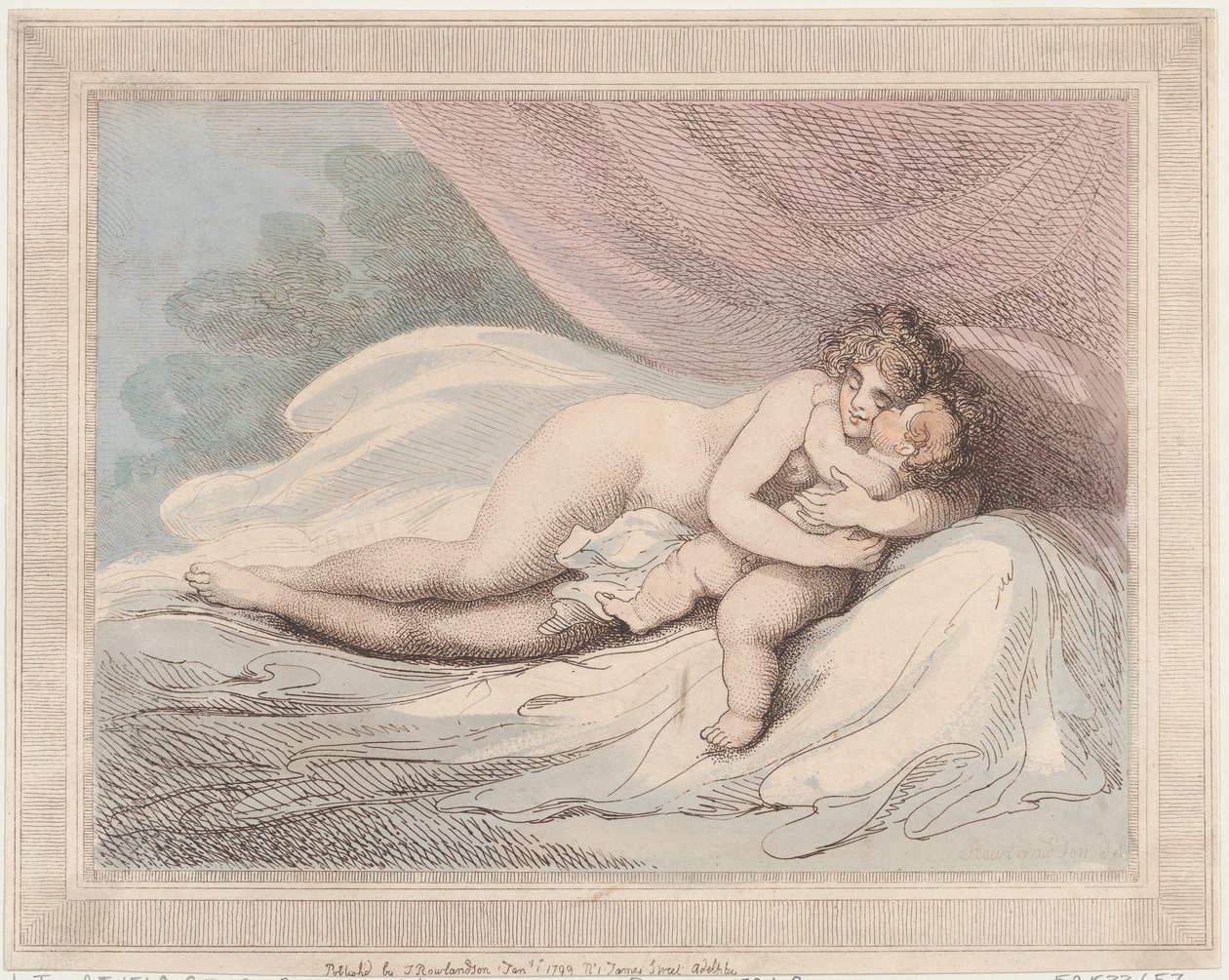 Sleeping Venus Cuddling a Child, 1. januar 1799., 1. januar 1799. av Thomas Rowlandson