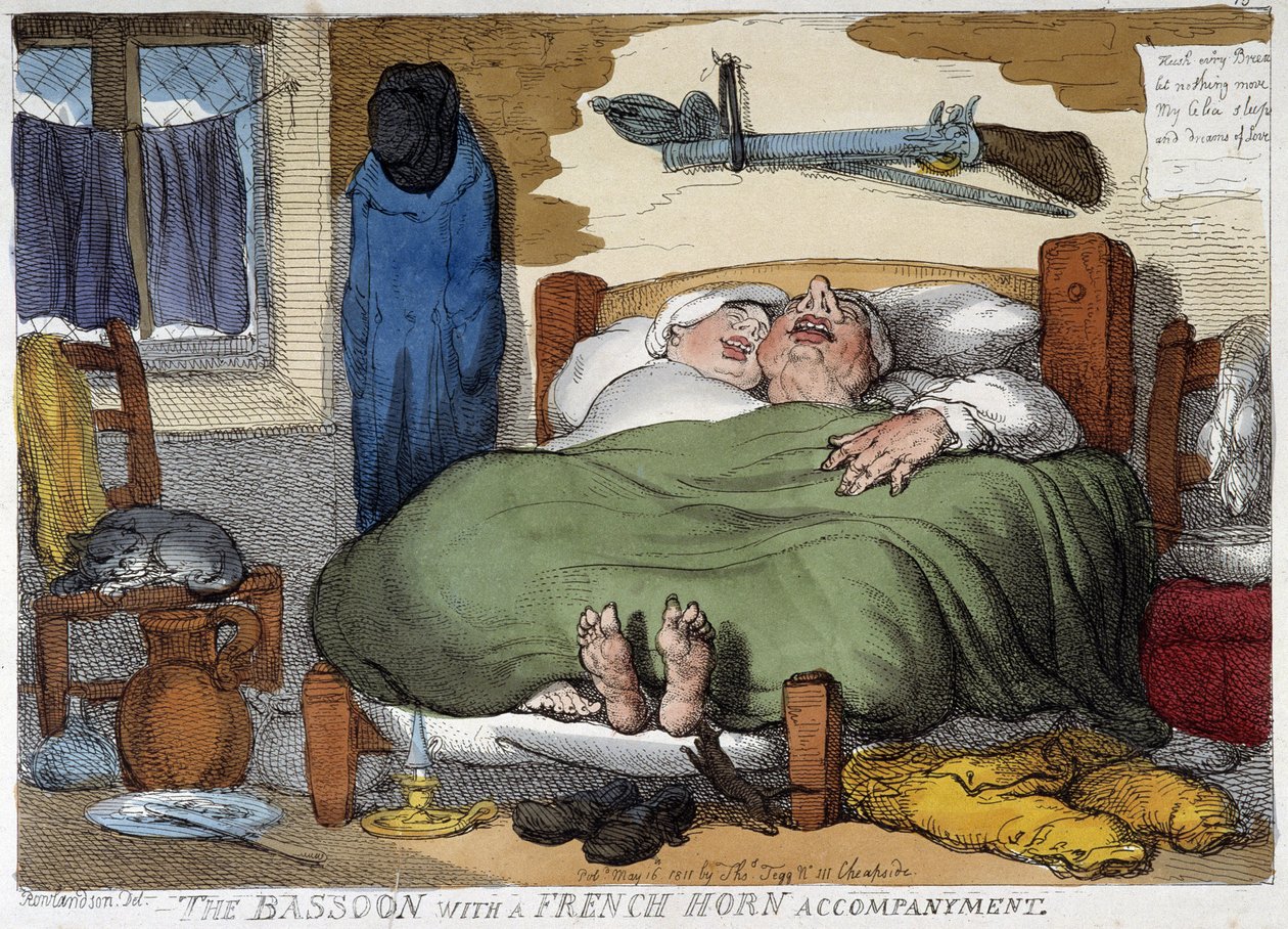 Sovende par som snorker - karikatur av Rowlandson av Thomas Rowlandson