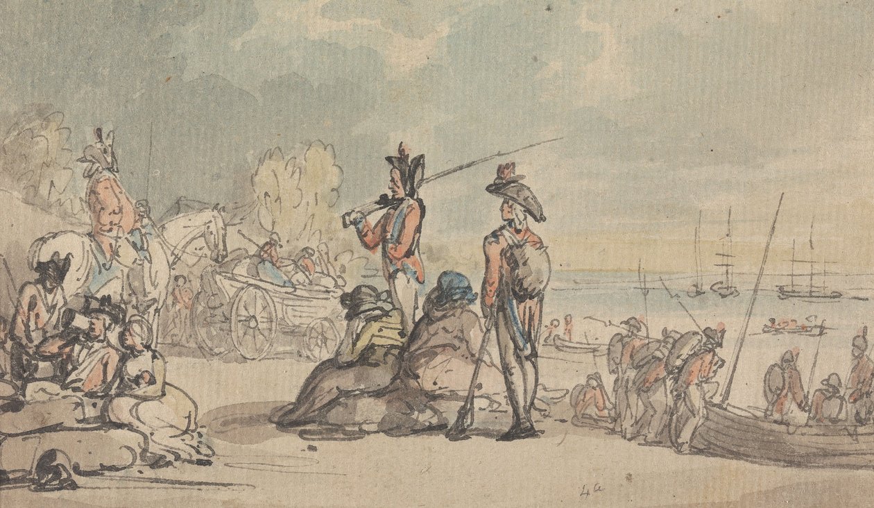 Soldater går om bord av Thomas Rowlandson