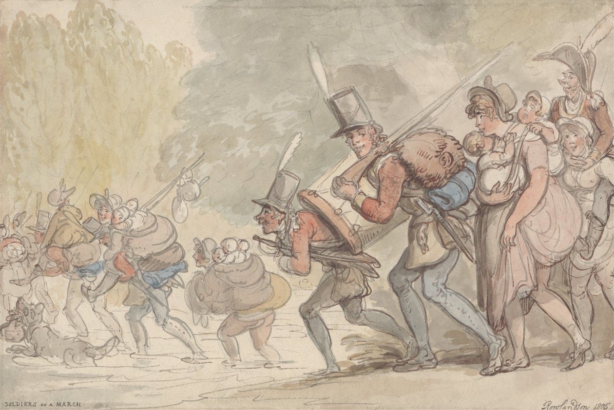 Soldater på marsj av Thomas Rowlandson
