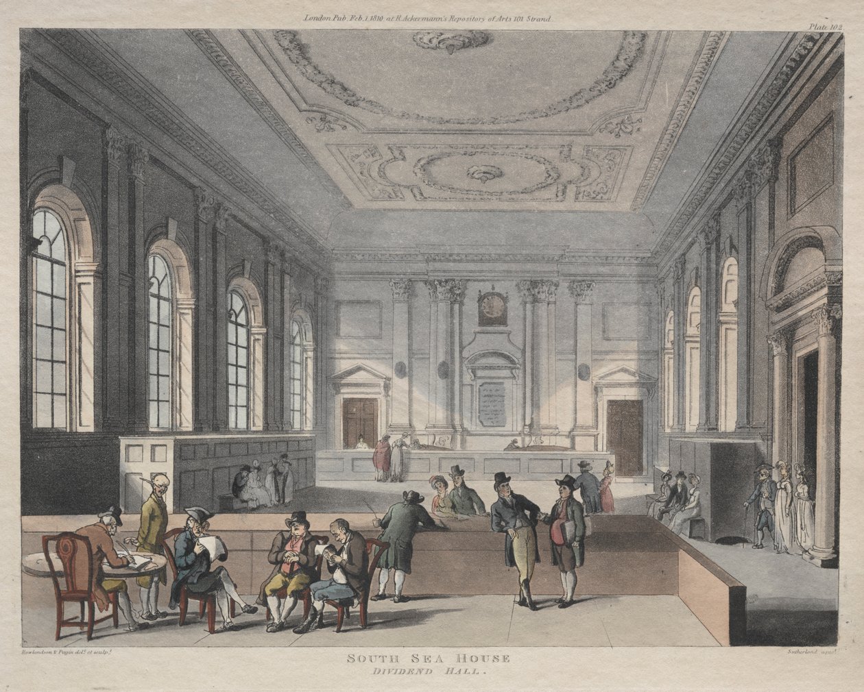 South Sea House, Dividend Hall av Thomas Rowlandson