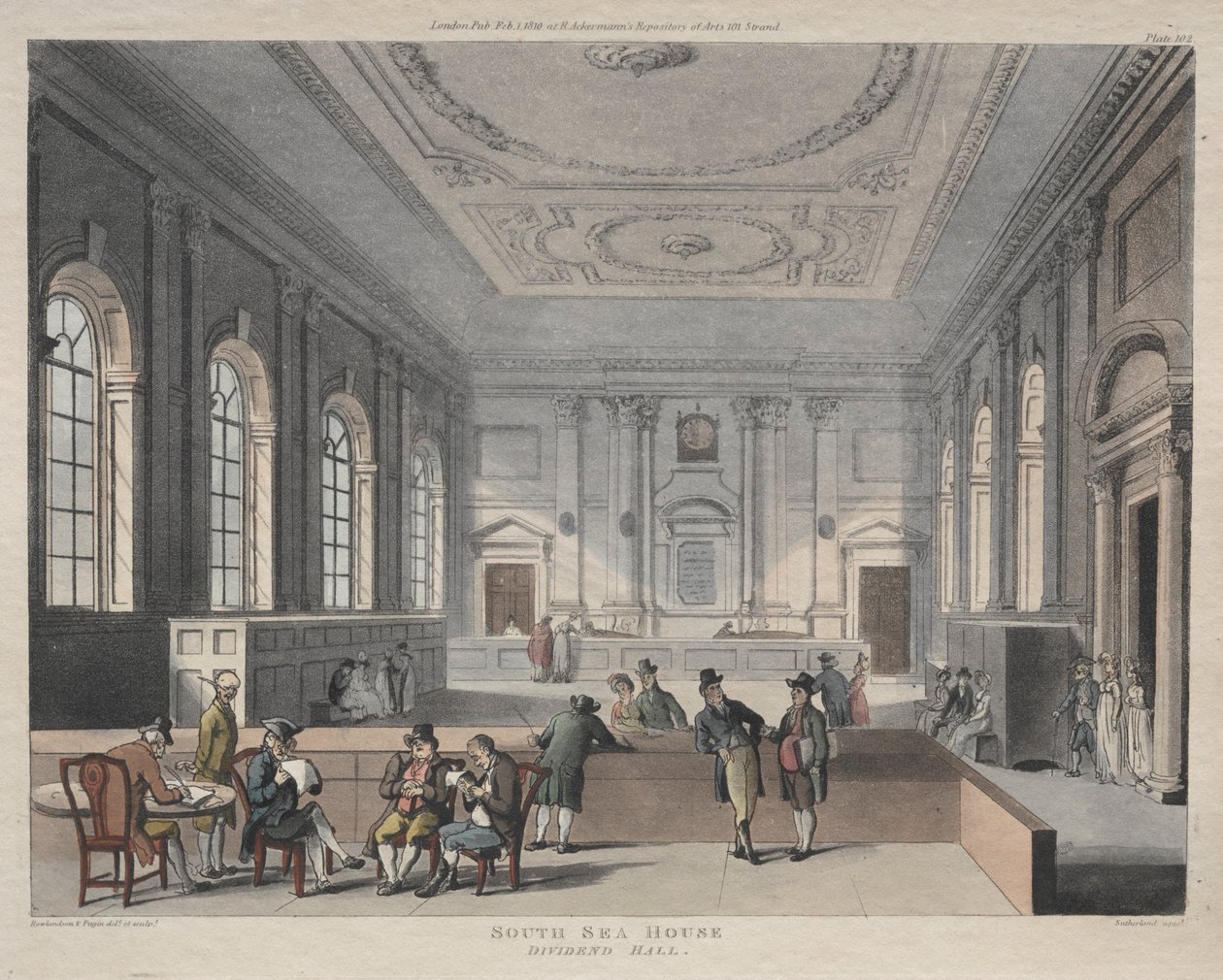 South Sea House, Dividend Hall, 1810. av Thomas Rowlandson