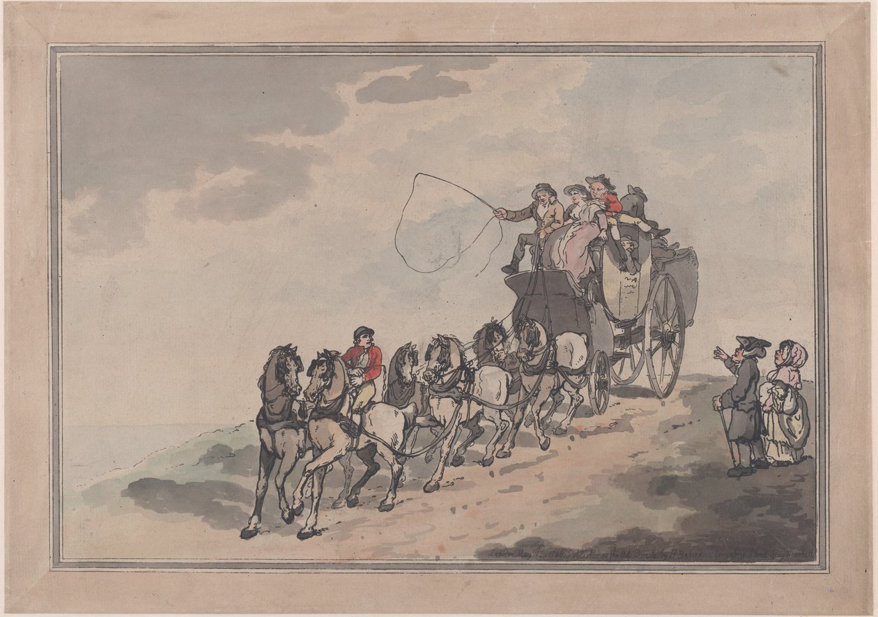 Scenecoach og seks, 1786-93., 1786-93. av Thomas Rowlandson