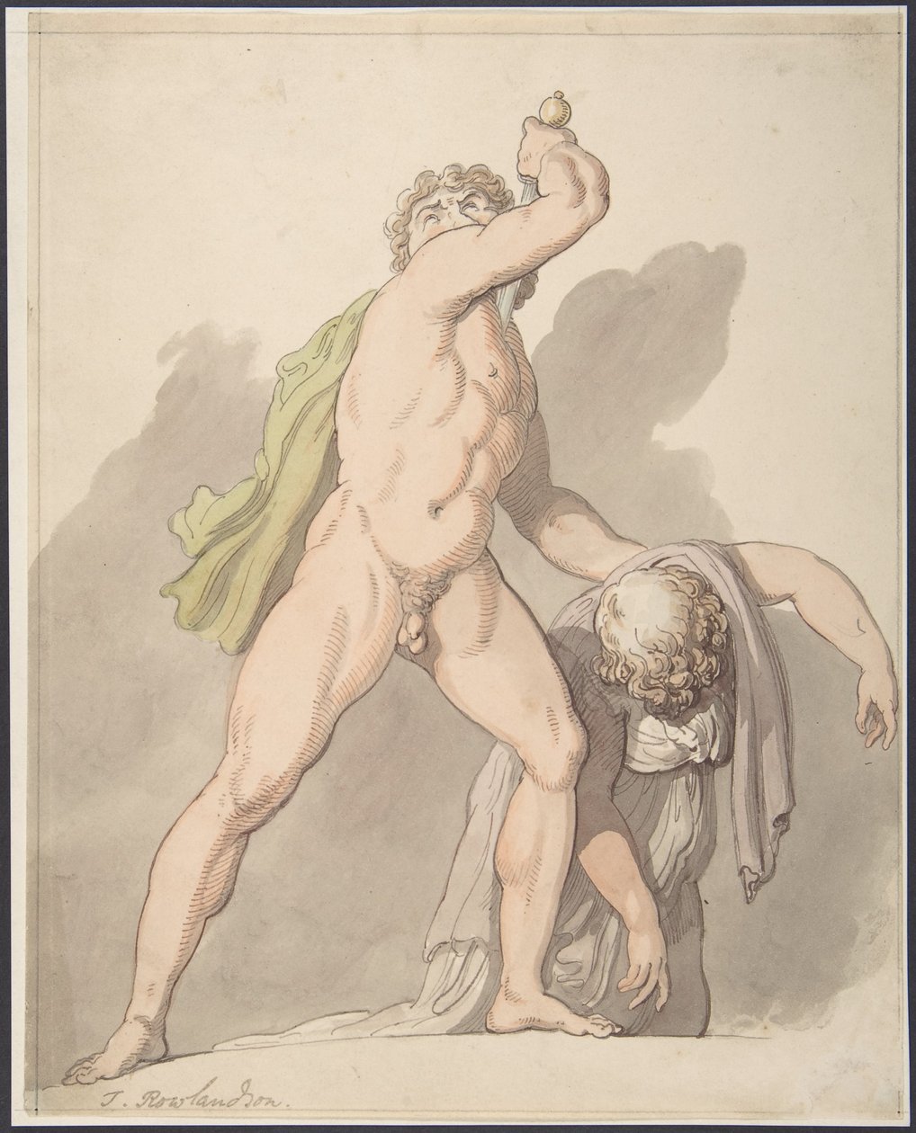 Stående naken mann som støtter en besvimende kvinne (Ludovisi Gaul i Uffizi) av Thomas Rowlandson