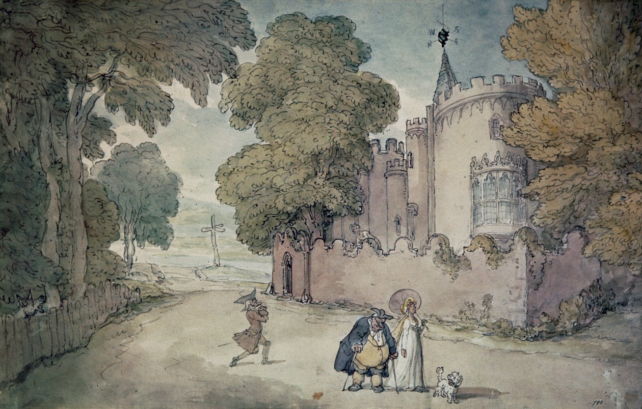 Strawberry Hill (håndfarget akvatint) av Thomas Rowlandson