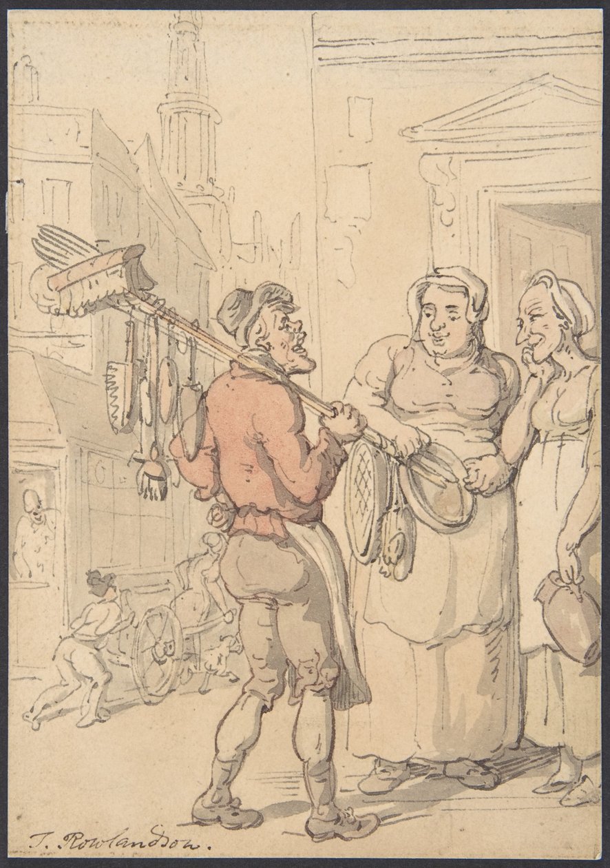 Gatescene: Penselselger av Thomas Rowlandson