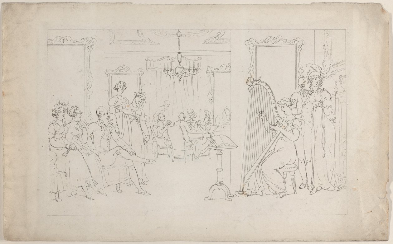 Søt er stemmen hvis krefter kan bevege seg og kalle det omstrejfende hjerte til kjærlighet..., 1. september 1817. av Thomas Rowlandson