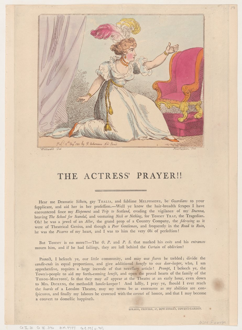 Skuespillerinnens bønn!!, 10. august 1801., 10. august 1801. av Thomas Rowlandson