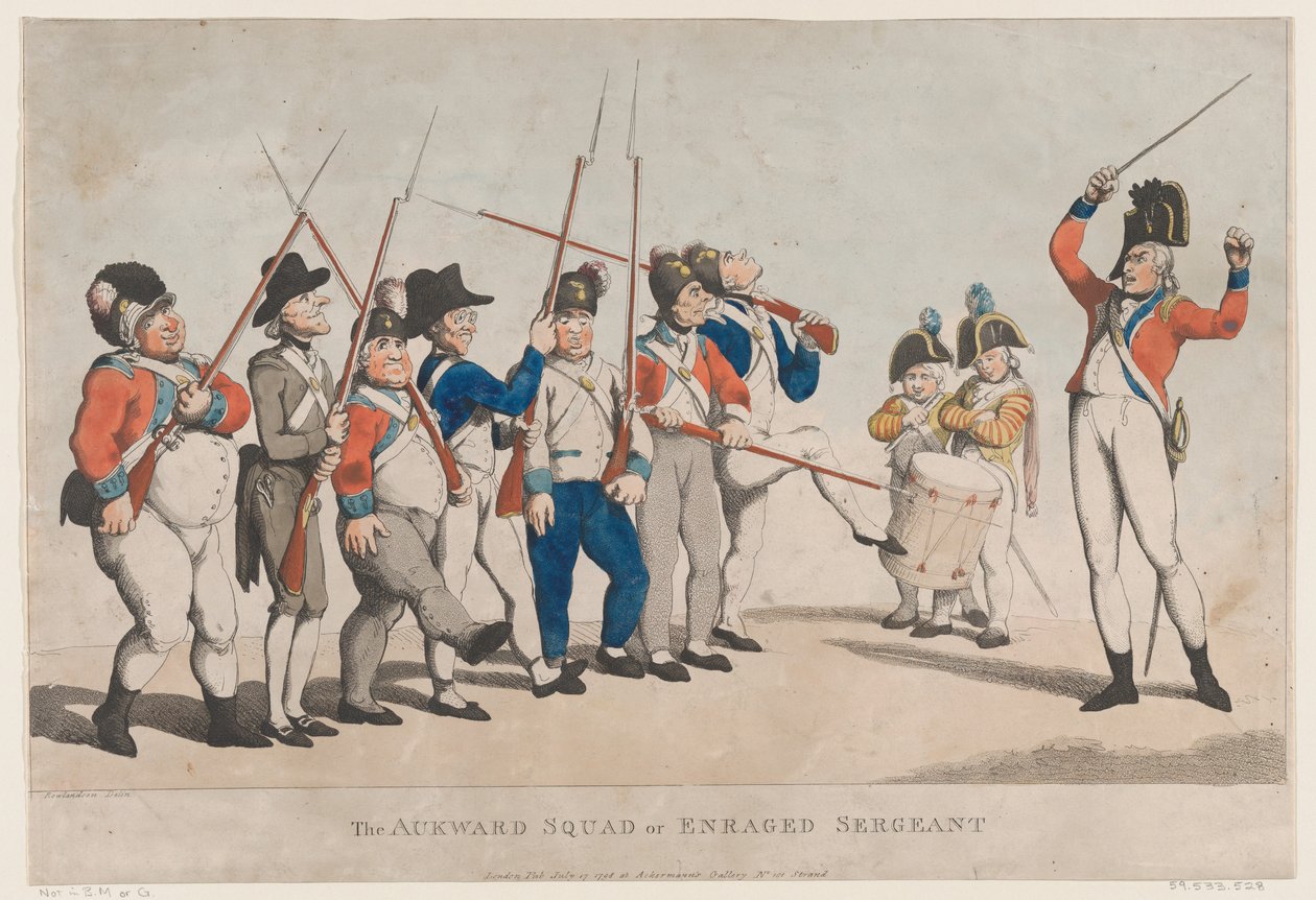 The Awkward Squad or Enraged Sergeant, 17. juli 1798., 17. juli 1798. av Thomas Rowlandson