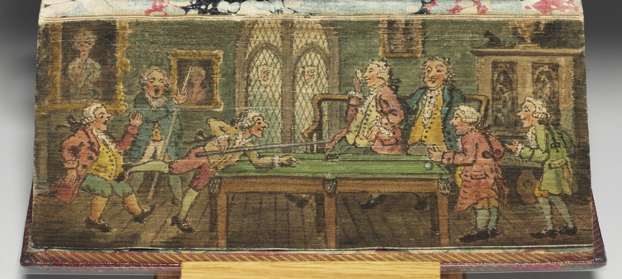 "The Book of Common Prayer", detalj av et forkantmaleri av "A Billiard Game", 1772 av Thomas Rowlandson