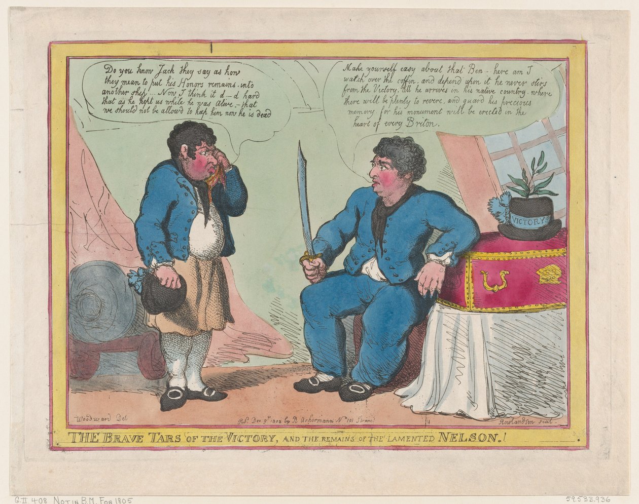 The Brave Tars of the Victory, and The Remains of the Lamented Nelson!, 1. mai 1806., 1. mai 1806. av Thomas Rowlandson