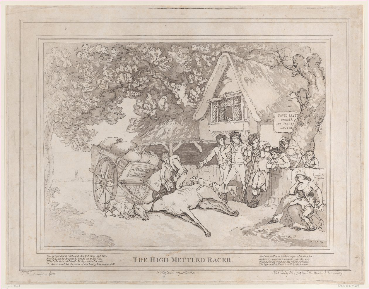 The Cart Horse fra The Life of a Racehorse, eller The High-Mettled Racer, 20. juli..., 20. juli 1789 av Thomas Rowlandson