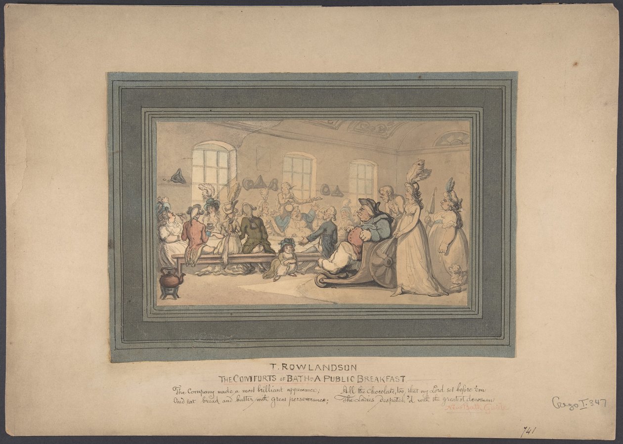 Baths bekvemmeligheter: En offentlig frokost av Thomas Rowlandson