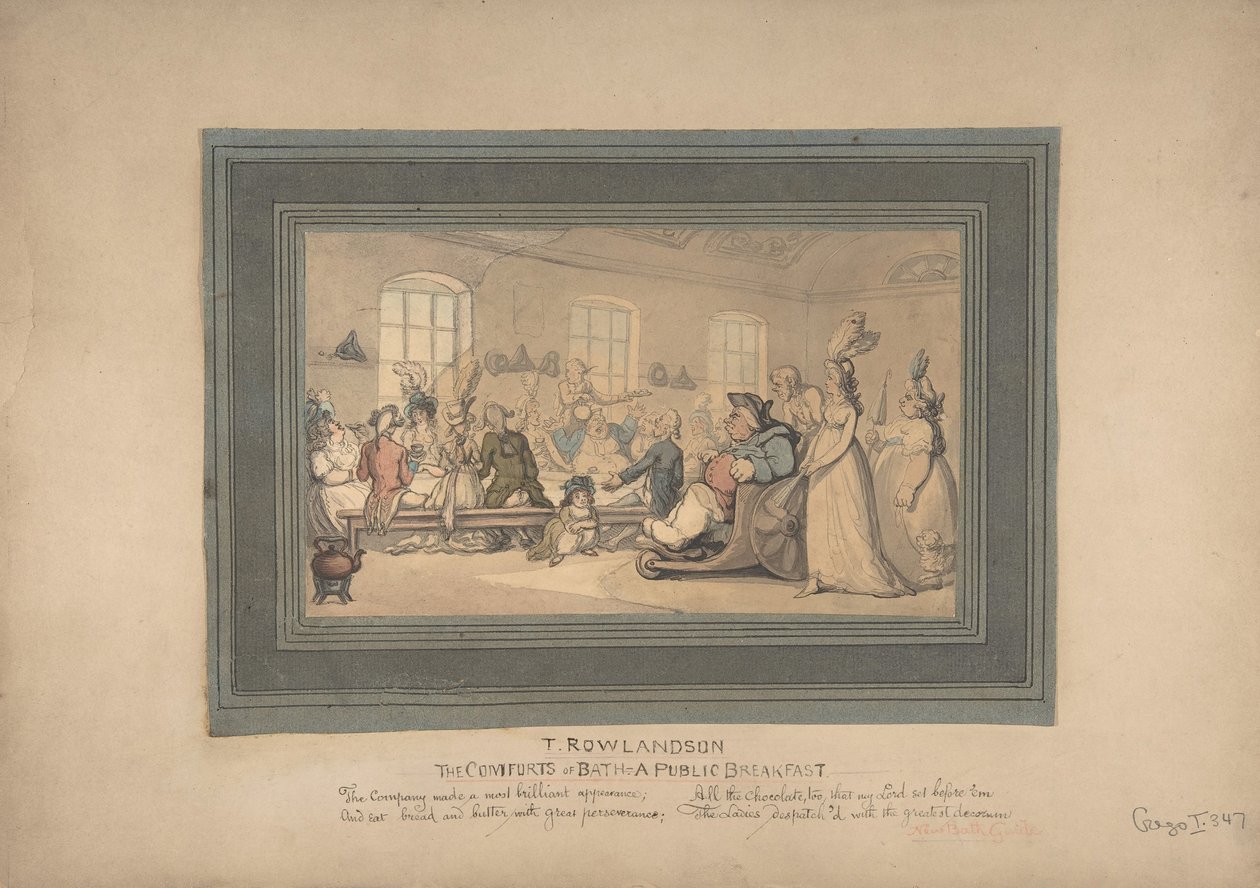 Komfortene ved bad og offentlig frokost, 1780-1827. av Thomas Rowlandson